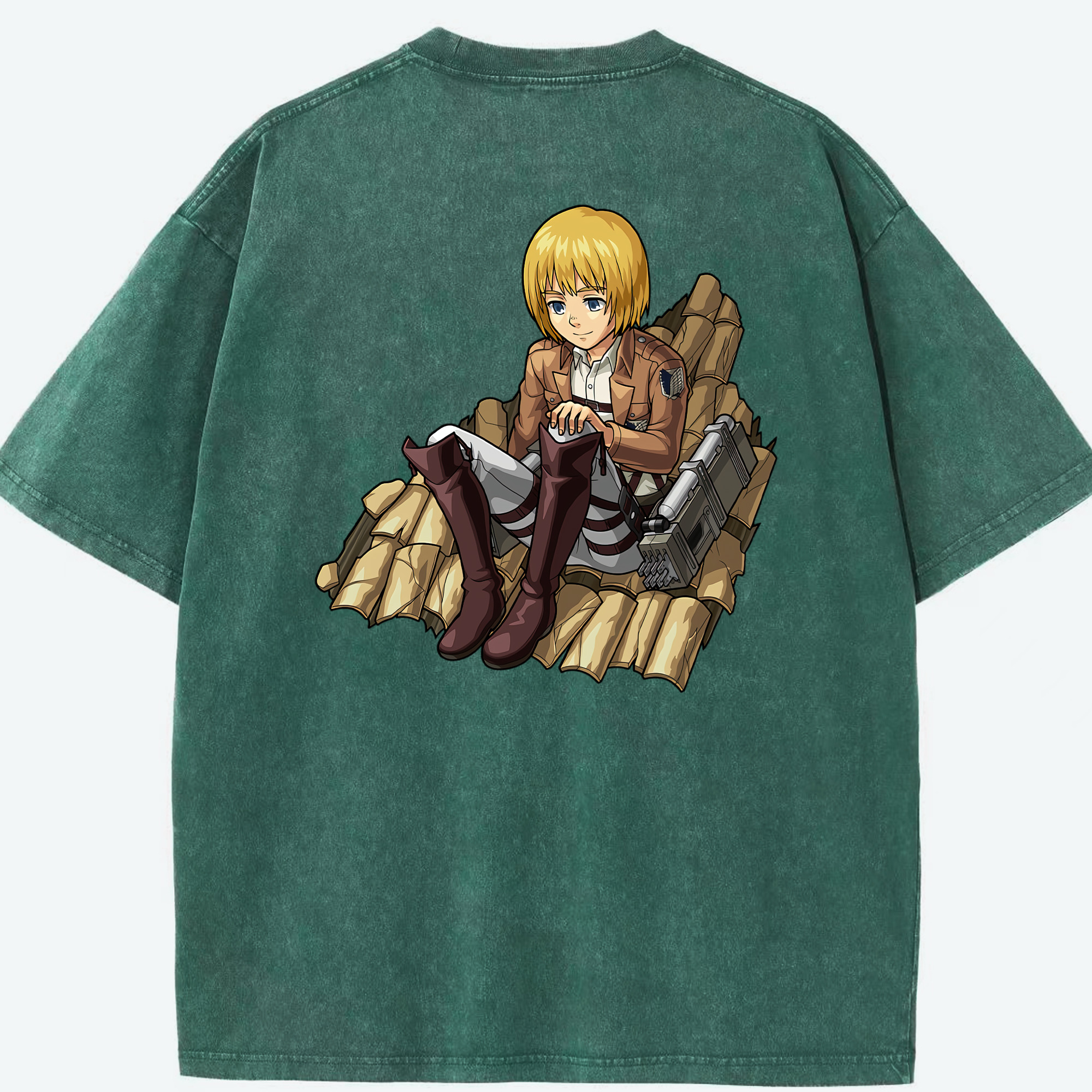 （画像用） 進撃の巨人 アルミン·アルレルト Attack on Titan Armin Arlert 綿100% ヴィンテージ風 半袖Tシャツ（背面プリント）